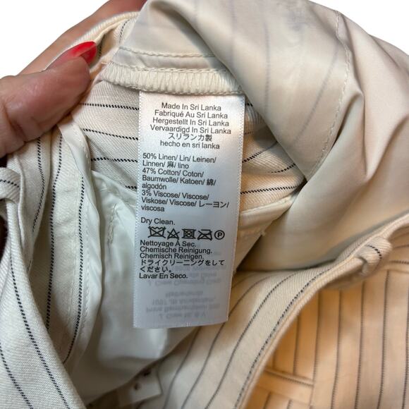 Madewell Linen Blend Pinstripe Wide-Leg Pants Ivory Size 10 NWT - Picture 8 of 8
